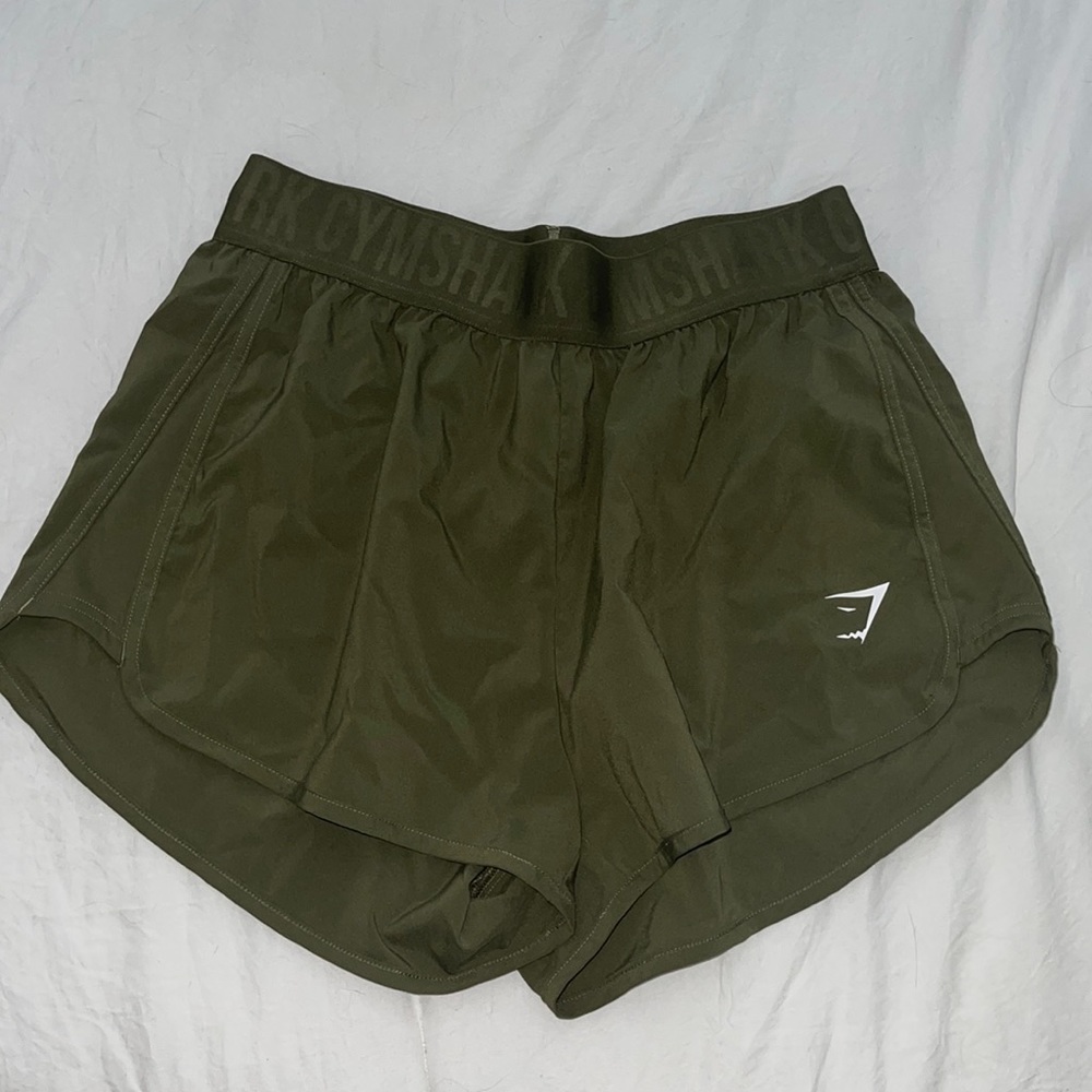 Olive green loose fit shorts